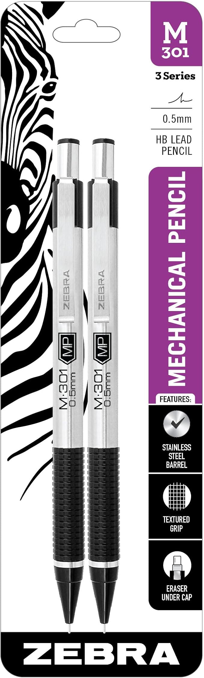 Zebra Pen, STEEL M-301 Mechanical Pencils, 0.5mm Fine Point, Refillable Lead by ZebraPen