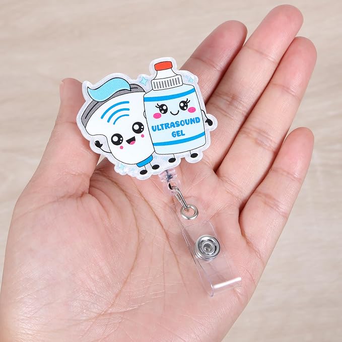 Ultrasound Gel Funny Nurse Badge Reel, Cute Ultrasound Tech Retractable ID - Image 4