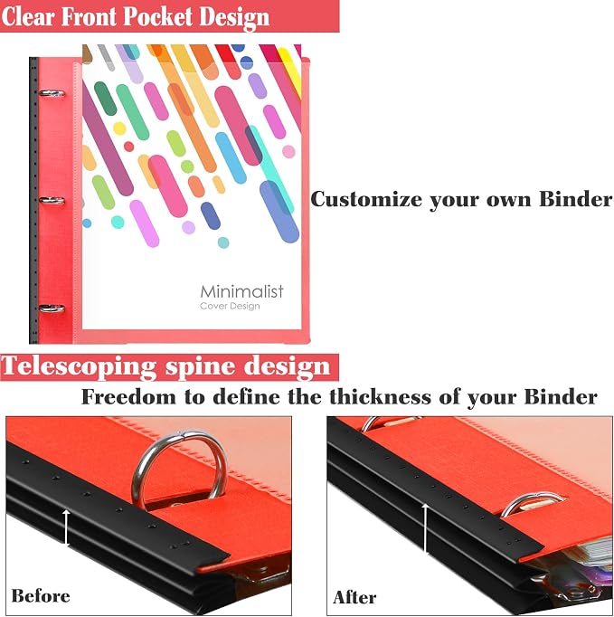 INFUN Telescoping Project Organizer Binder, 13 Pocket, Customizable Front Cover - Image 4