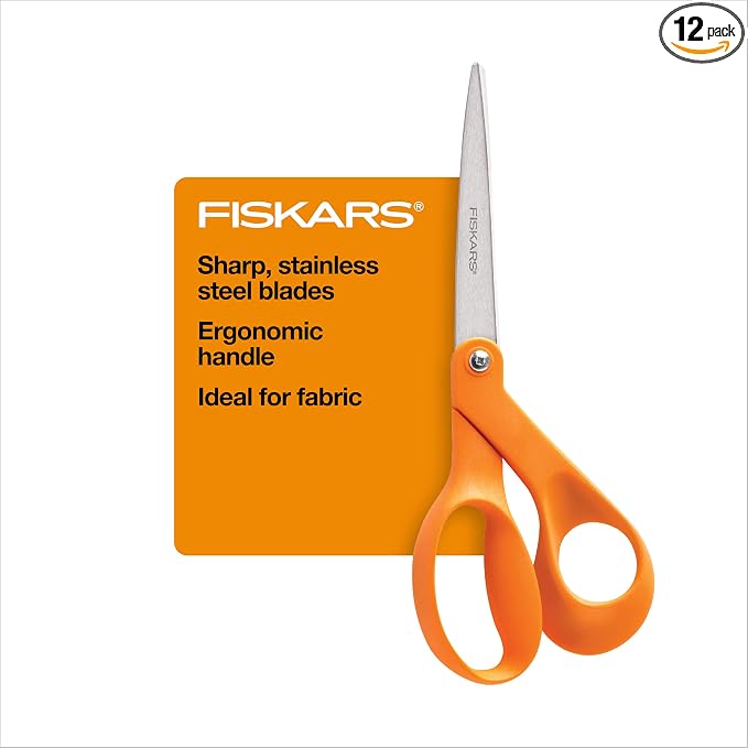 Fiskars 8" Original Orange-Handled Stainless Steel Scissors, Ergonomic & Keeps by Unknown