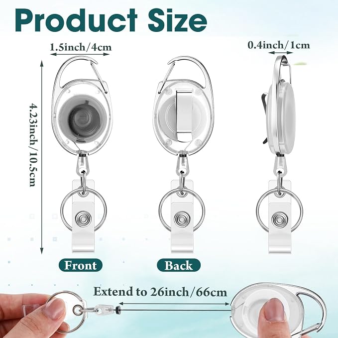 Honoson 50 Pcs Heavy Duty Retractable Badge Reels Batch ID Badge Holder - Image 2