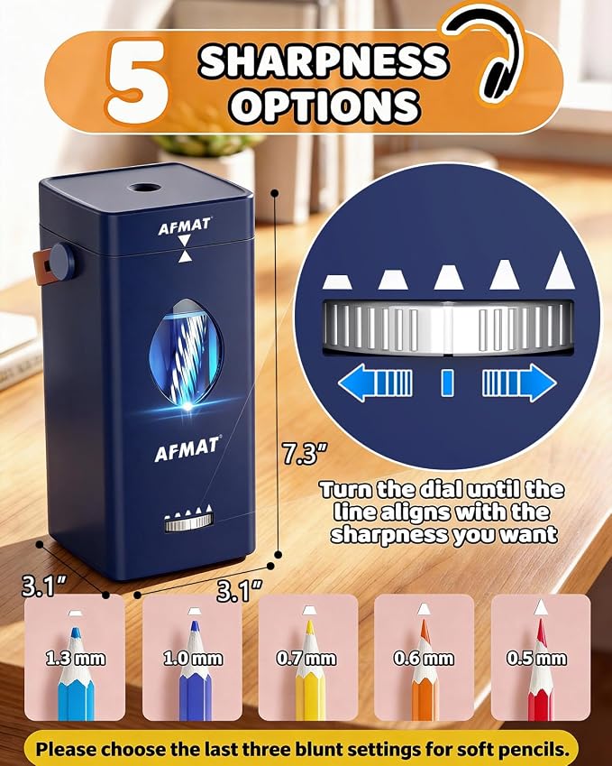 AFMAT Electric Pencil Sharpener, Rechargeable & Cordless, Fully Automatic - Image 4