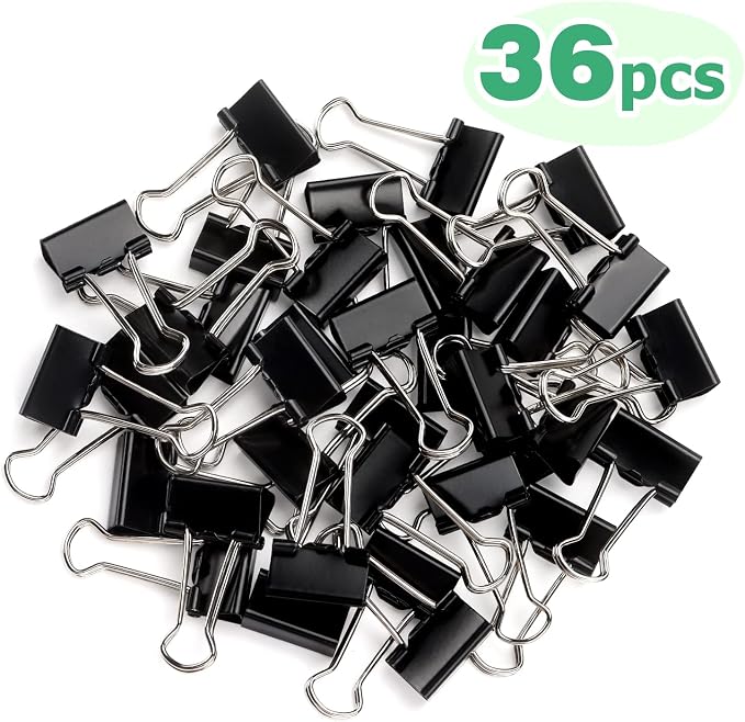 ZZTX Black Binder Clips Paper Clamps Clips Small Size, 0.75 Inches, 36 Pack - Image 2
