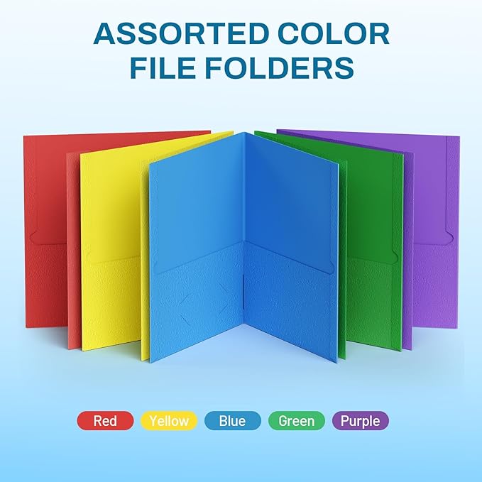 SUNEE Two Pocket Folders, 100 Pack File Folders - Image 5