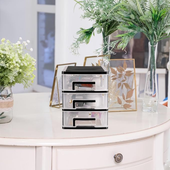 Plastic Stacking Desktop Storage Drawers 3-Drawer Storage Organizer, Small - Image 7