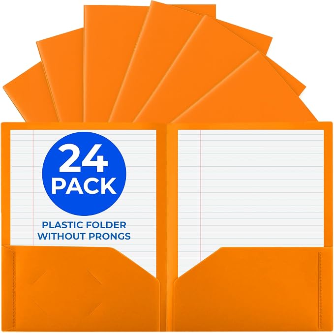 24 Pack Orange Plastic Folders by EPI