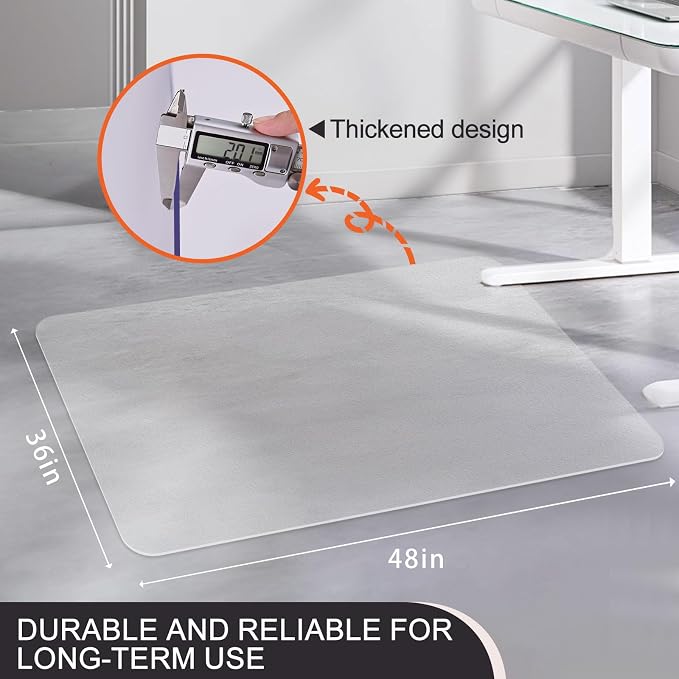 Office Chair Mat for Hard Floors, 36 x 48 inches, 2mm Thick Clear Chair Mat - Image 2