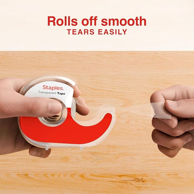 STAPLES Transparent Tape Refill, 3/4" x 36 yds., 3 Rolls – Clear Adhesive Tape - Image 3