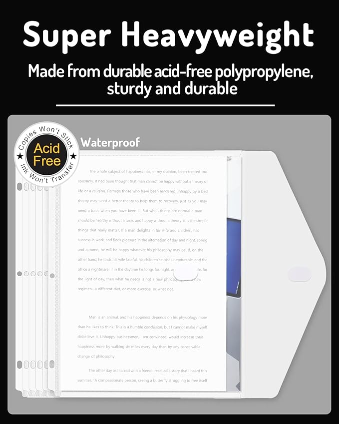 Forvencer Binder Pocket, 5 Pack Super Heavyweight Poly Binder Pocket - Image 3