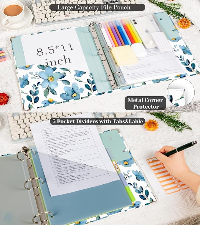 3 Ring 1 Inch Binder Organizer, KLLVE Three Ring Binders - Image 3