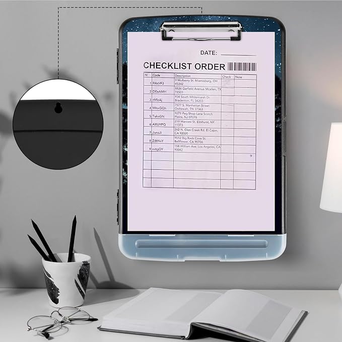 Clipboard with Storage, Heavy Duty Plastic Storage Clipboard with Low Profile - Image 4