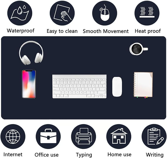 PU Leather Desk Pad Protector Gaming Mouse Pad Non Slip Desk Mat - Image 5