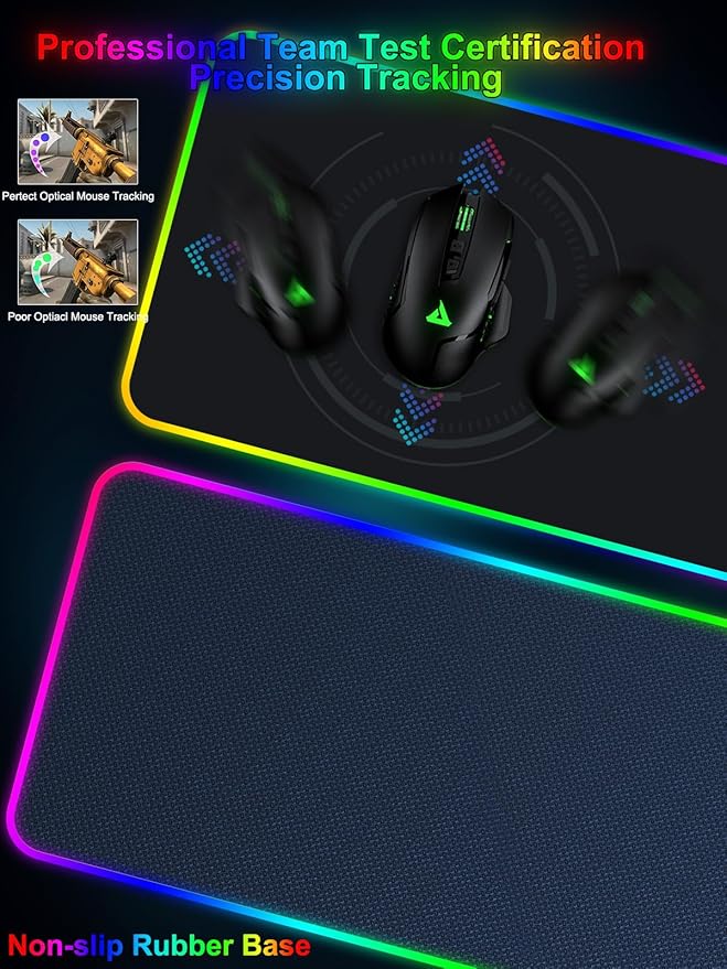 Mouse Pad with Wireless Charging, Large Desk Mat RGB Gaming Mousepad, 10 Light - Image 5