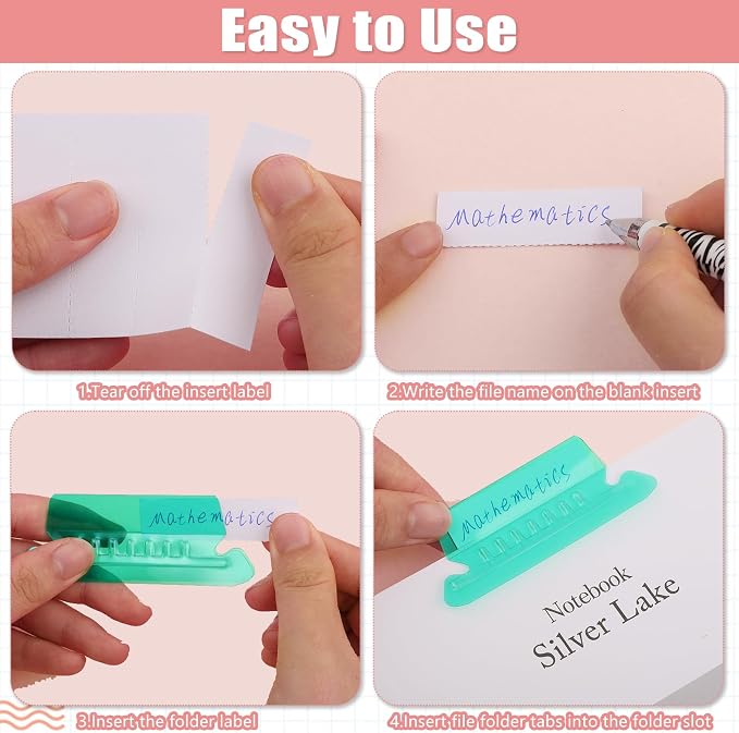 200 Pcs Hanging File Folder Tabs and 200 Pcs 2 Inch Inserts Labels, Plastic - Image 3