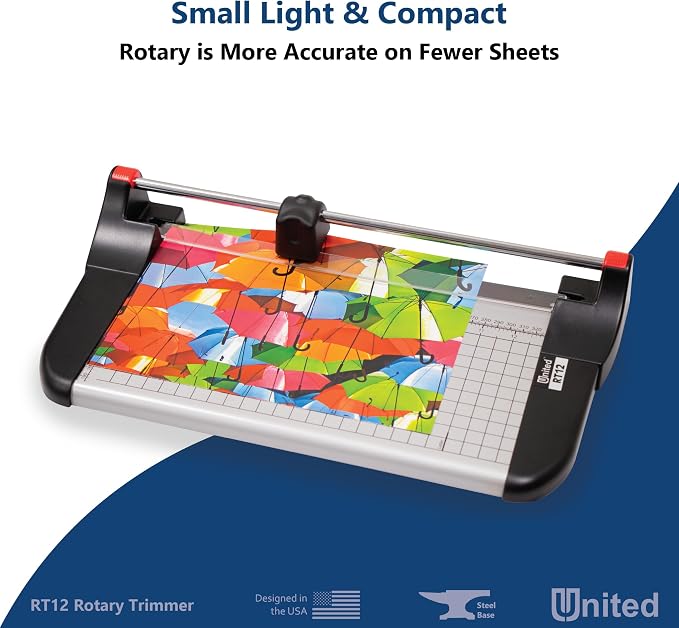 United Office Products RT12 Rotary Paper Trimmer, 12.5" Cut Length, 10 Sheet - Image 2