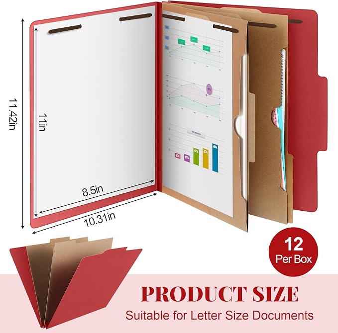 Skyygemm 12 Pcs Classification Folders Letter Size, 2 Pocket Dividers - Image 2