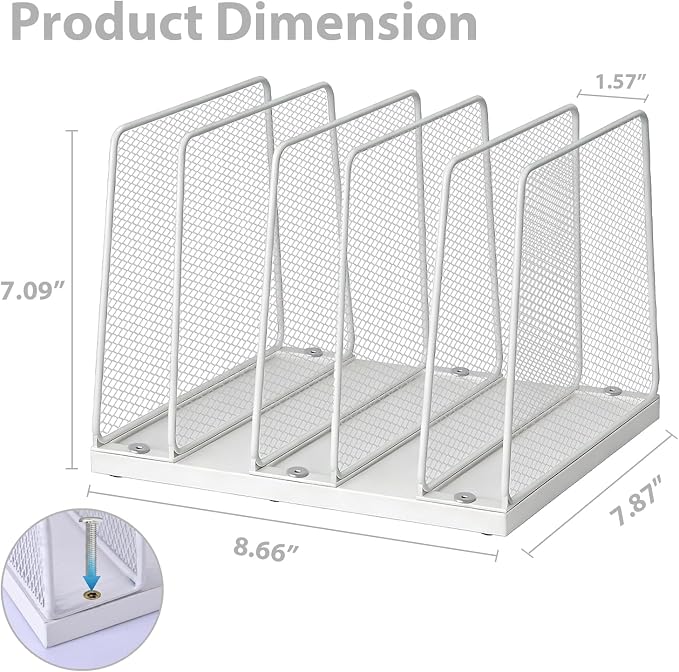 LEKETREE Small Desk File Organizer, 5-Section Upright File Sorter, Vertical - Image 6