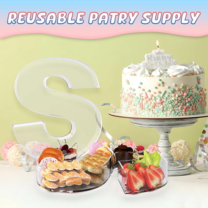 13.8" Extra Large Acrylic Letter Charcuterie Board Box, Reusable Fillable - Image 5