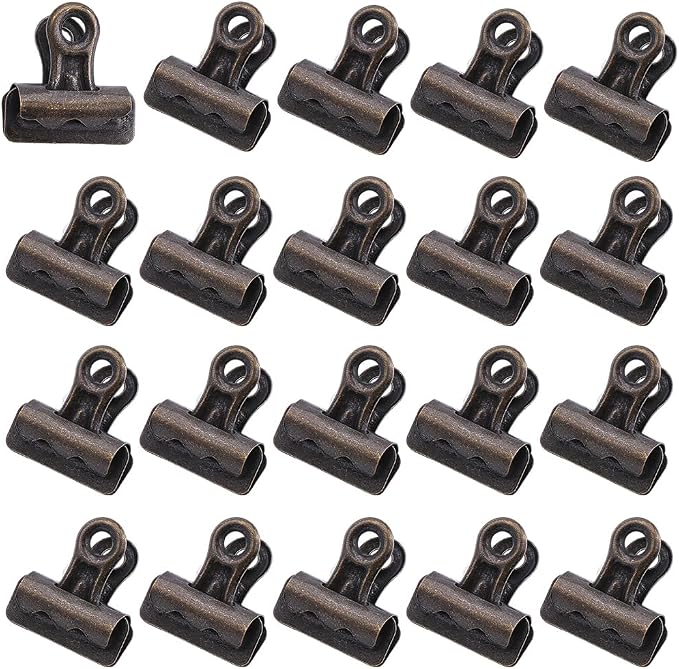 CRASPIRE 20Pcs Bronze Bulldog Clips Mini Vintage Metal Binder Hinge Antique - Image 7