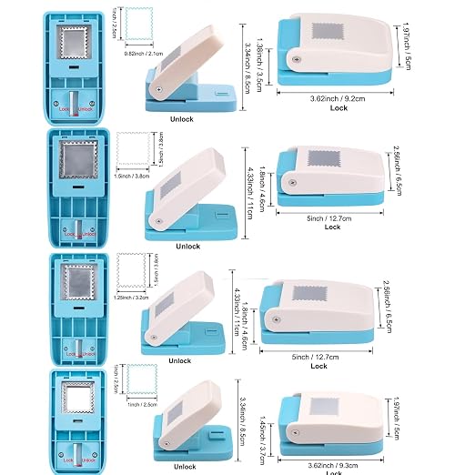 4 Size Stamp Puncher, 1 inch & 1.5 inch Square Stamp Punch, 1.5X1.25inch & - Image 2