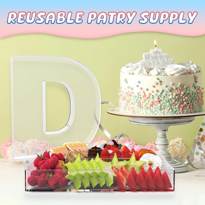 13.8" Extra Large Acrylic Letter Charcuterie Board Box, Reusable Fillable - Image 5