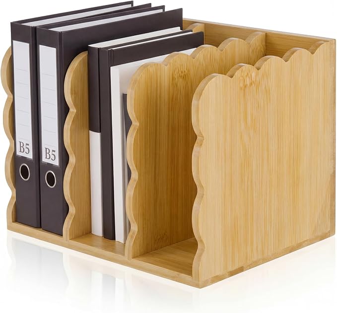 Novabright Scalloped Bamboo Wooden File Magazine Holder Desk Organizer by Unknown