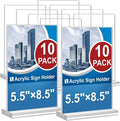 Acrylic Sign Holder 5.5 x 8.5, 10 Pack Double-Sided Stand up Table Top Clear by Arrobust
