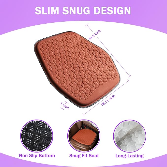 Thin Premium Gel Seat Cushion for Car Seat, Office Chair, Wheelchair, Golf Cart - Image 2