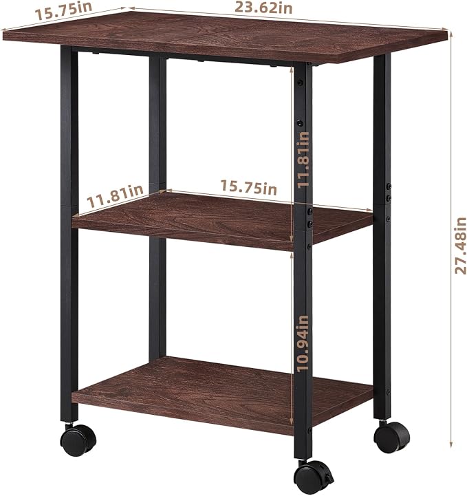 Lerliuo 3-Tier Printer Stand, Industrial Mobile Printer Table - Image 2