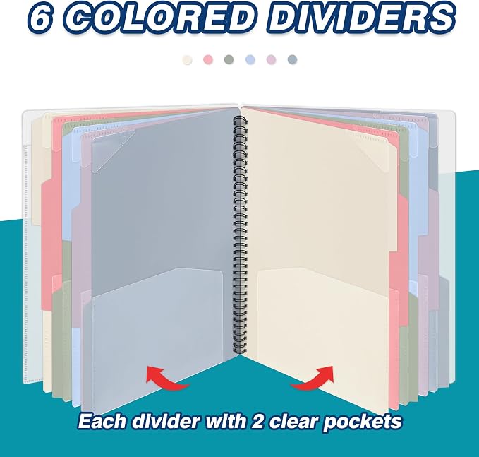 H4D 24 Pocket Morandi Color Spiral Multi Pocket Folder Poly Project Organizer - Image 4