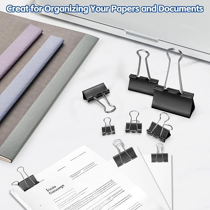 BainGesk 210 PCS Binder Clips Paper Clamps Assorted Sizes, Metal Paper Binder - Image 4