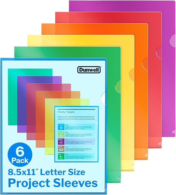 Dunwell Clear Plastic Folders for Documents by Dunwell