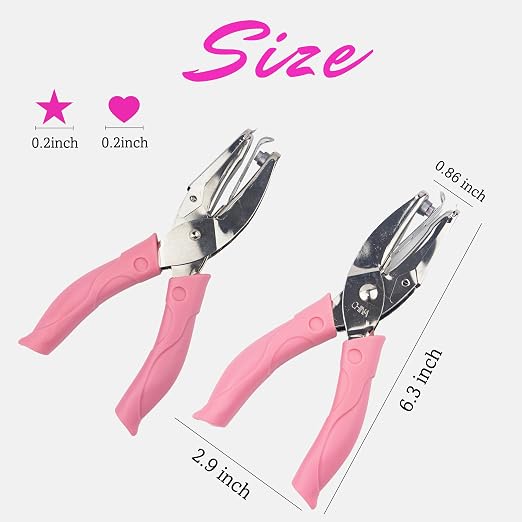 2 Pieces Handhold Hole Paper Punch, Heart and Star Shape Hole Punch - Image 2
