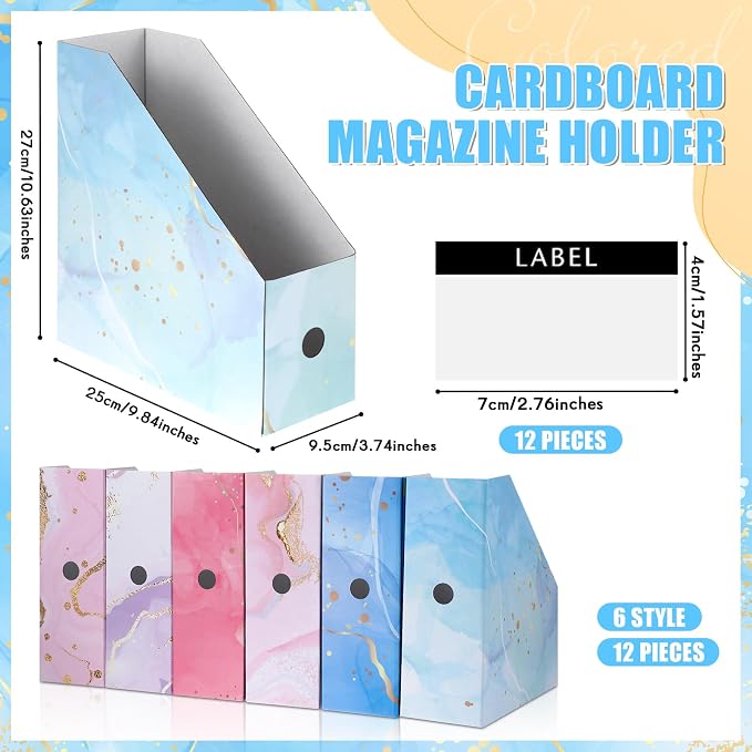PerKoop 12 Pcs Decorative Magazine File Holders Floral Foldable File Folders - Image 2