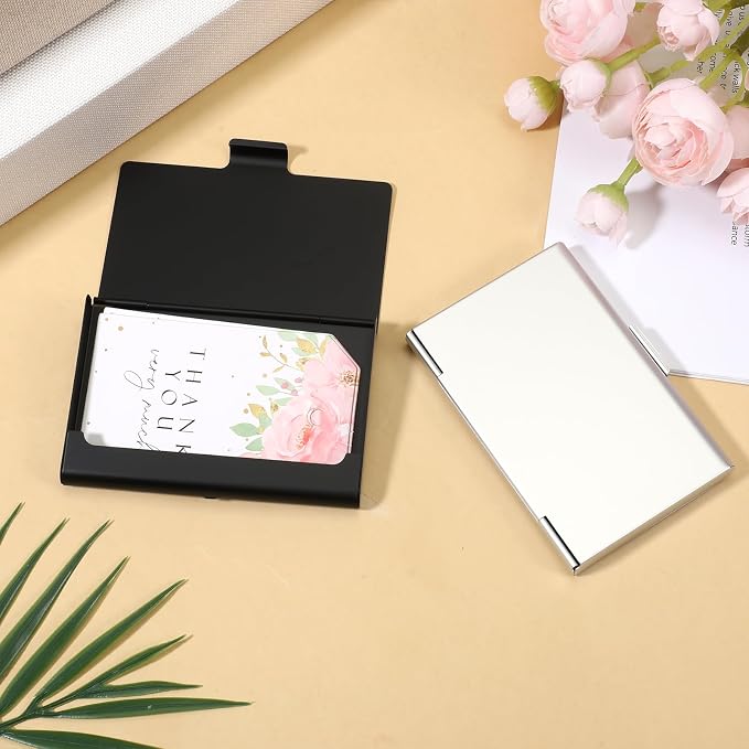2 Pcs Business Card Holder for Purse, Aluminum Alloy Metal Pocket Business Card - Image 6