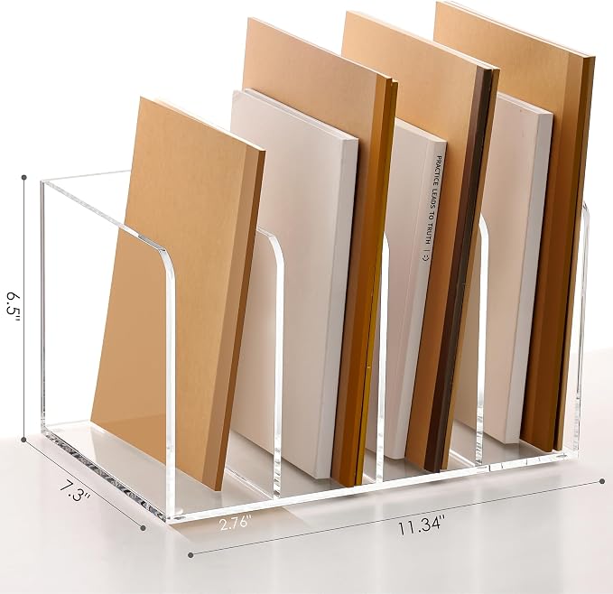 SANRUI Acrylic Magazine Holder Desk Organizer Workspace Sorters，Clear Bookend - Image 2