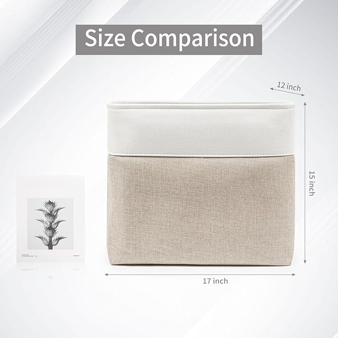 Bagnizer Large Fabric Storage Baskets | 50L Storage Bins, Decorative Linen - Image 7