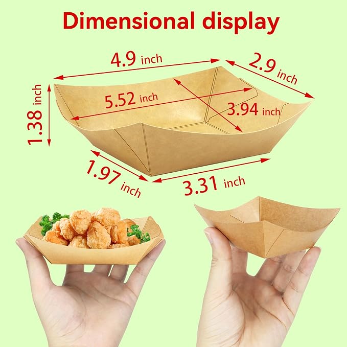 120 Pack 1/2Lb Paper Food Boat Trays Disposable Small Paper Boats Plates - Image 3