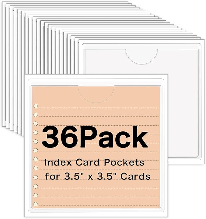 36 Pack Adhesive 3.5" x 3.5" Index Card Pockets by BESARME