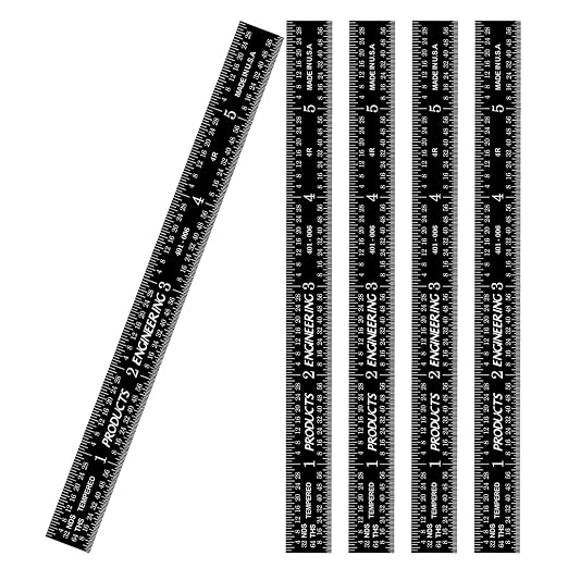 PEC Tools 6-inch Flexible Metal Ruler, High Contrast Machinist Rule, 4R by PECTools