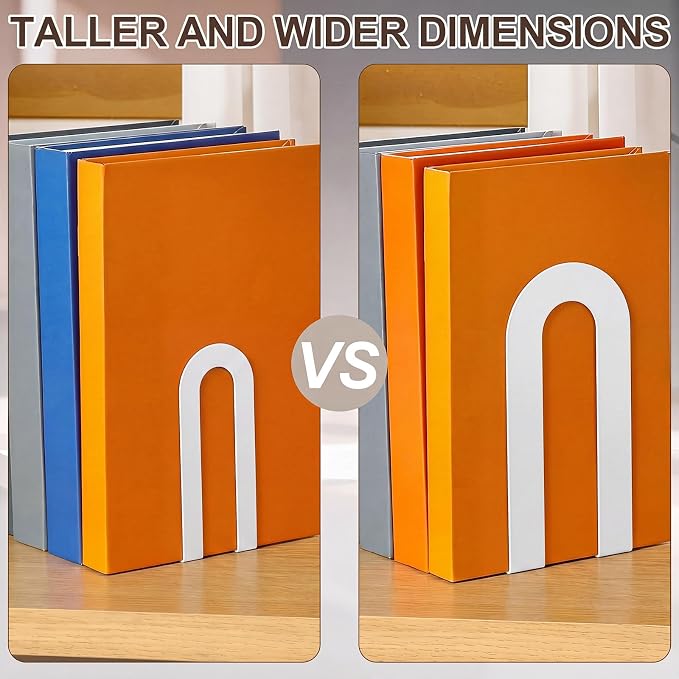 Chunful 6 Pcs Modern Metal White Book Ends - Image 5