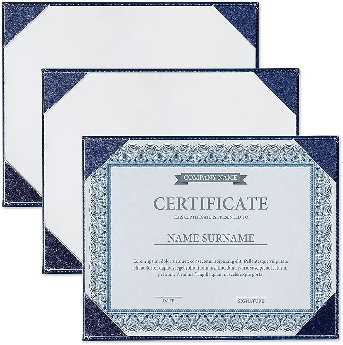 Navy Faux Leather Certificate Holders by Fine+Stationery
