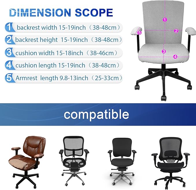 Tallew 4 Pcs Office Chair Covers Set Computer Universal Protective Stretchable - Image 2