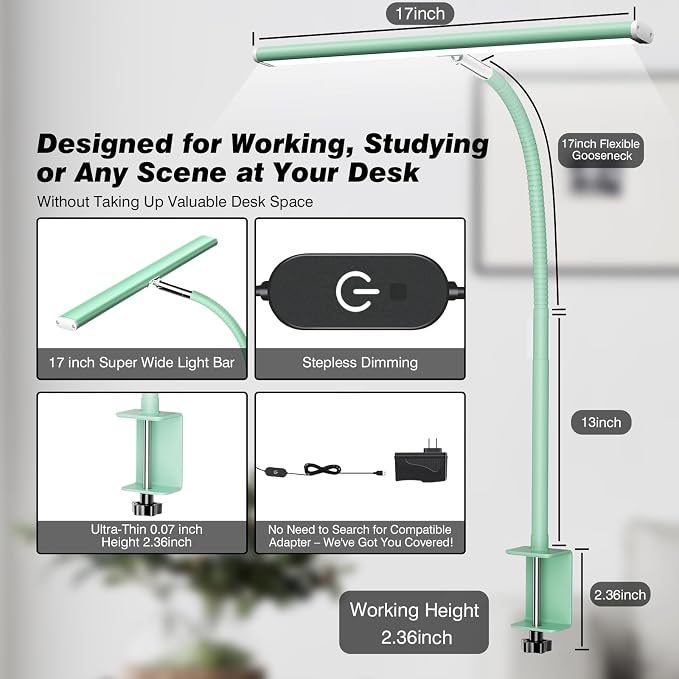 Airlonv LED Desk Lamp for Office Home, Eye-Caring Desk Light - Image 3