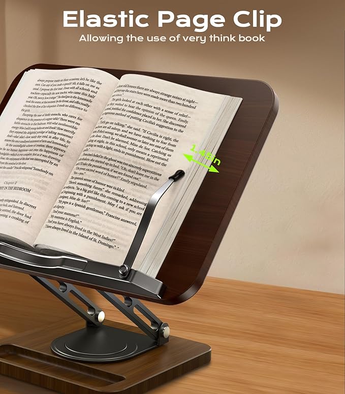 Book Stand for Reading, Adjustable Book Holder, 360° Rotating Bases - Image 6