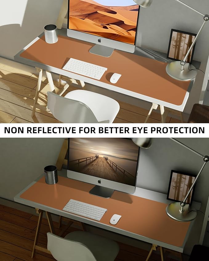 Leather Desk Pad Protector, Mouse Pad, Office Desk Mat, Non-Slip PU Leather - Image 6