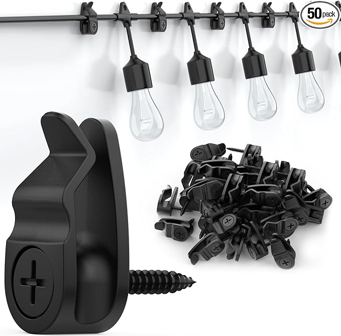 Outdoor String Lights Clips, Weatherproof Cable Hanger Hooks by Lewufe