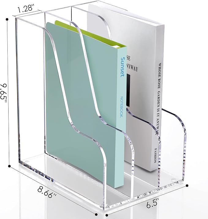 SANRUI Clear Vertical Magazine File Holder, Acrylic Desk Organizer and Storage - Image 2