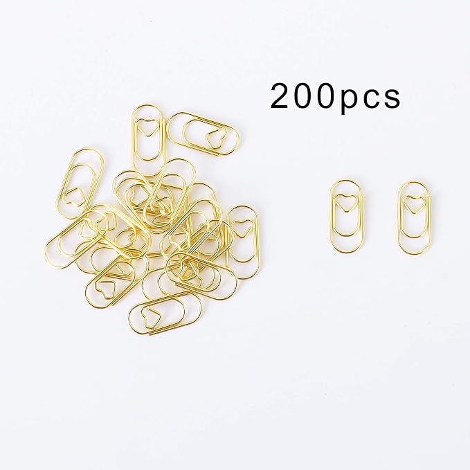 200 Pcs Small Gold Paper Clips Love Heart Shaped Paperclips Stainless Steel in - Image 6
