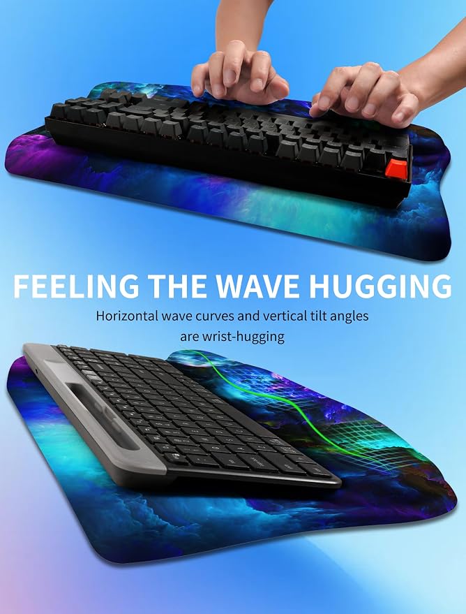 Ergonomic Wave Wrist Rest with Keyboard Stand, Cushioned Palm Rest, Comfortable - Image 4